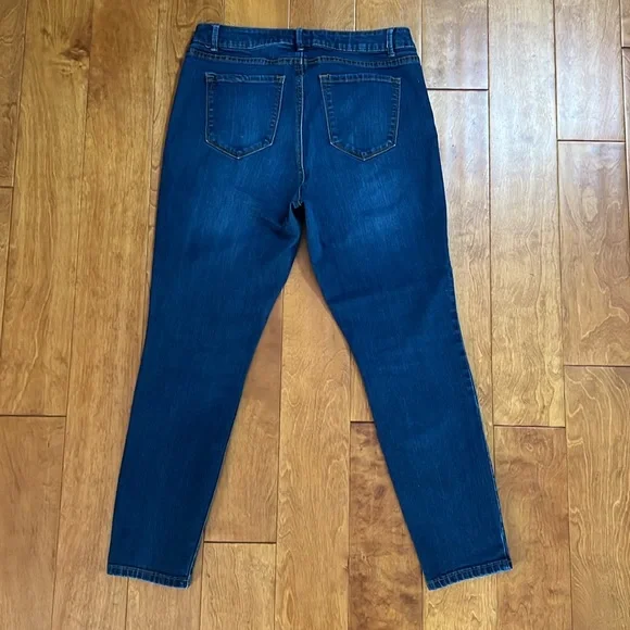 Adrienne Vittadini Blue Skinny Ankle Jeans Size 12 Mid Rise Classic Nautical - Picture 8 of 12